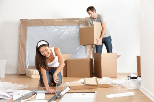 Office removals planning in Tooting with boxes and workspace setup
