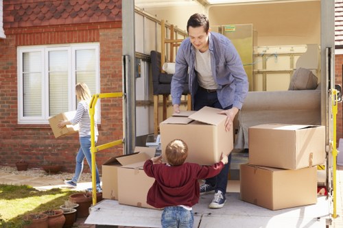 House removalists preparing a moving van in Tooting
