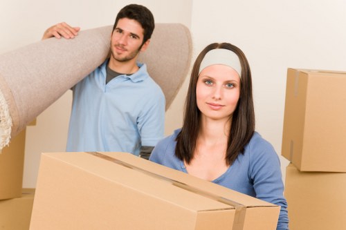 Organised storage unit in Tooting with packed boxes and furniture