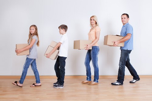 Packed boxes and student belongings ready for removals